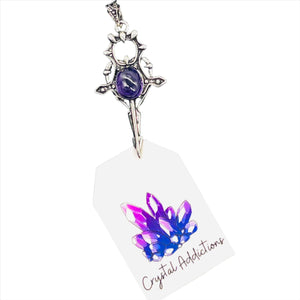 Amethyst Silver Sword Pendant