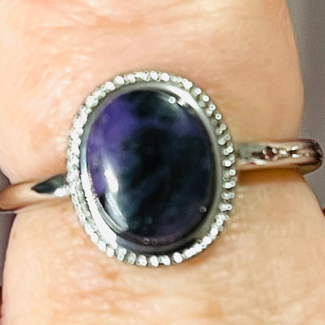 Sugilite Adjustable Silver Ring