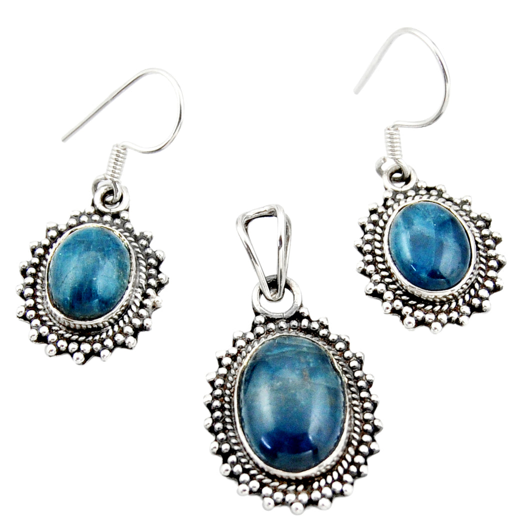 Apatite Sterling Silver Earring + Pendant Set # 55