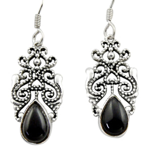 Black Onyx Dangle Earrings # 37