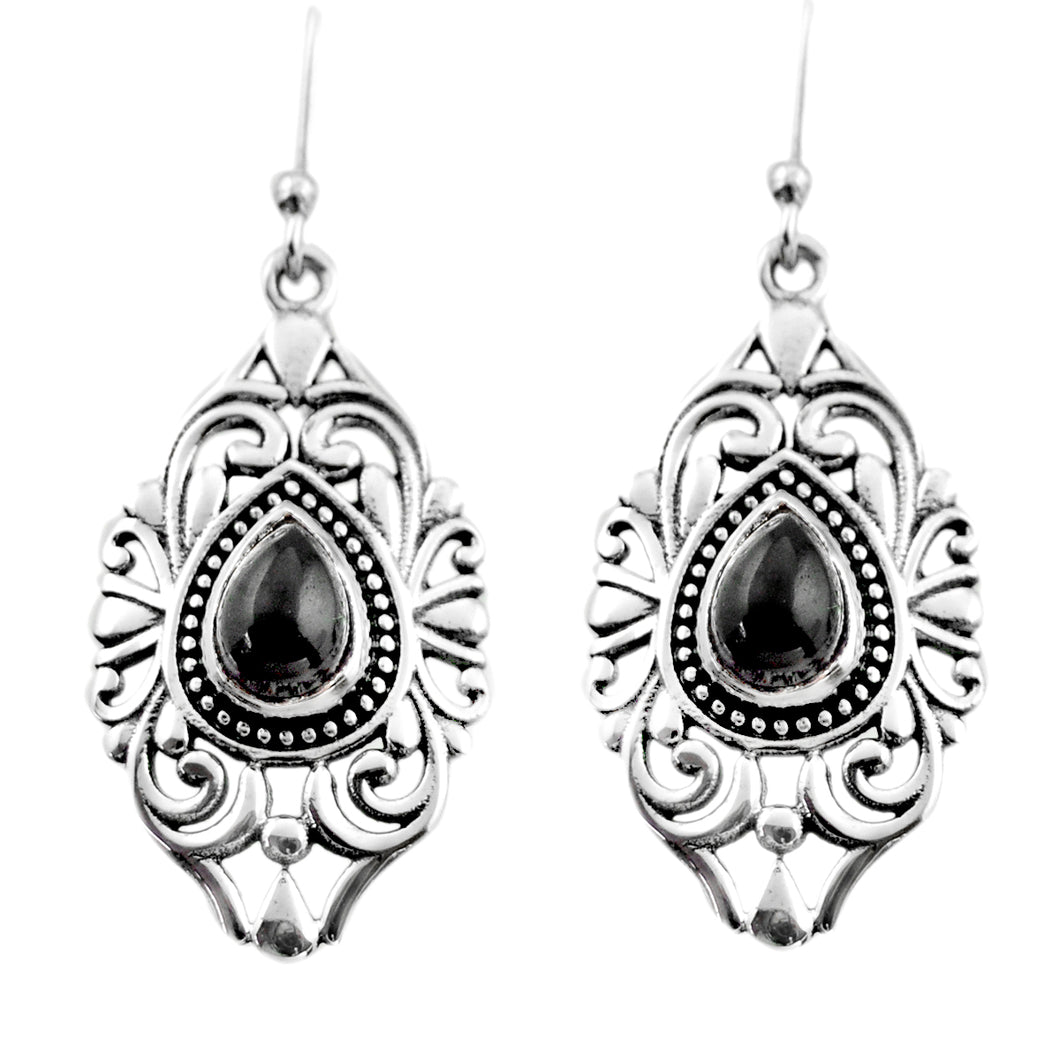 Black Onyx Fancy Dangle Earrings # 10