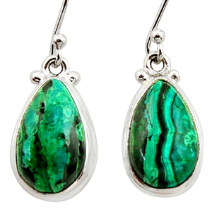 Malachite Azurite Chrysocolla Dangle Earrings # 1