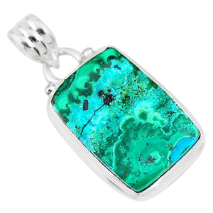 Green Malachite in Chrysocolla Sterling Silver Pendant # 113