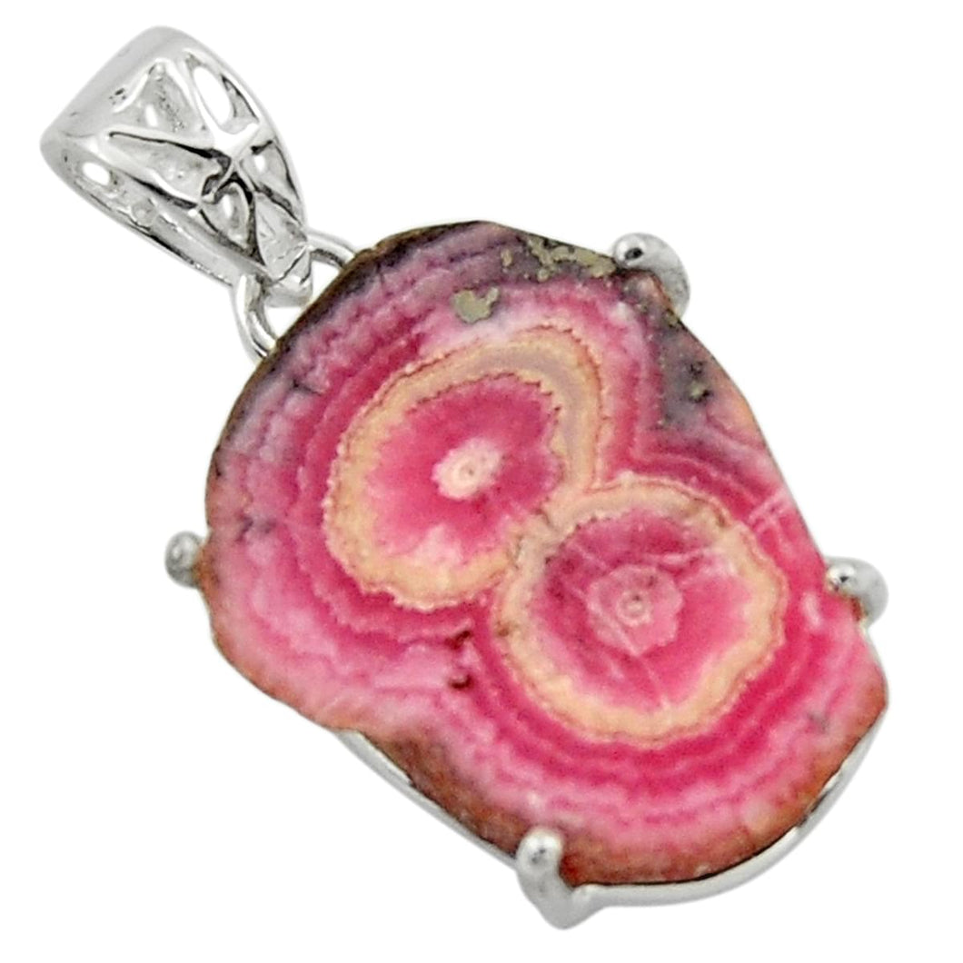 Pink Rhodochrosite Stalactite Sterling Silver Pendant # 56