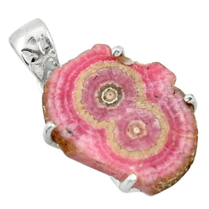 Pink Rhodochrosite Stalactite Sterling Silver Pendant # 137