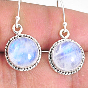 Moonstone Round Bevel Earrings # 117