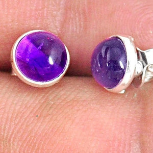 Amethyst Sterling Silver Stud Earrings # 49