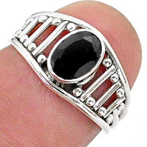 Black Onyx Sterling Silver Ring # 57