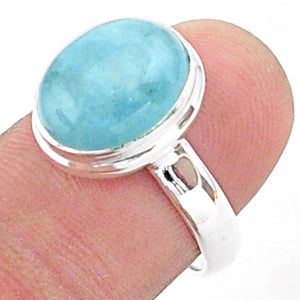 Blue Aquamarine Sterling Silver Ring # 9