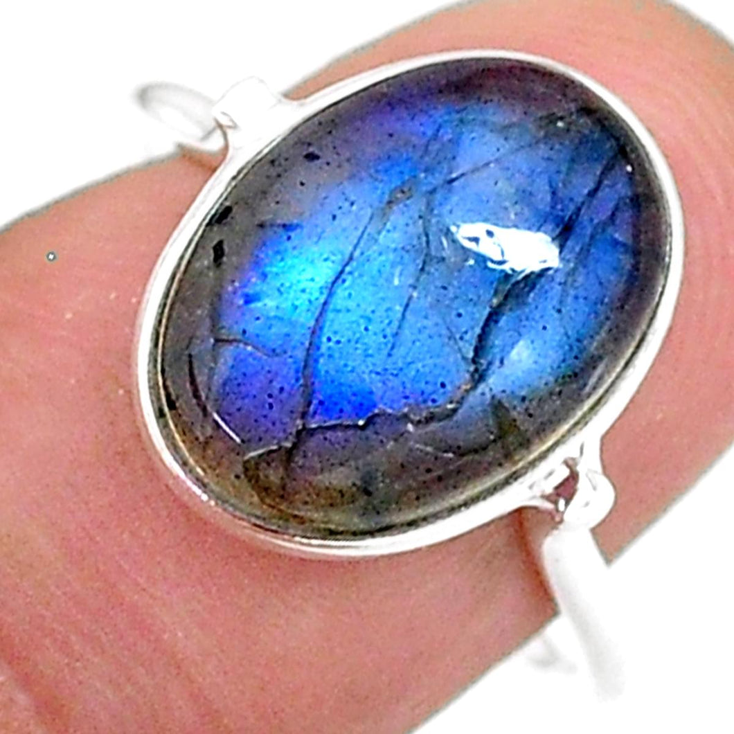 Labradorite Silver Oval Ring # 133