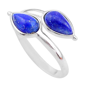 Lapis Lazuli Silver Adjustable Ring # 16