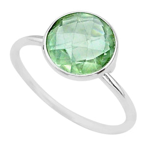 Green Amethyst Sterling Silver Ring # 89