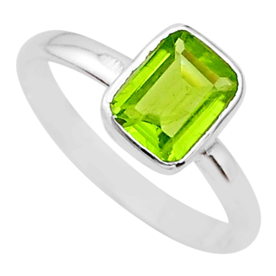 Green Peridot Sterling Silver Ring # 74