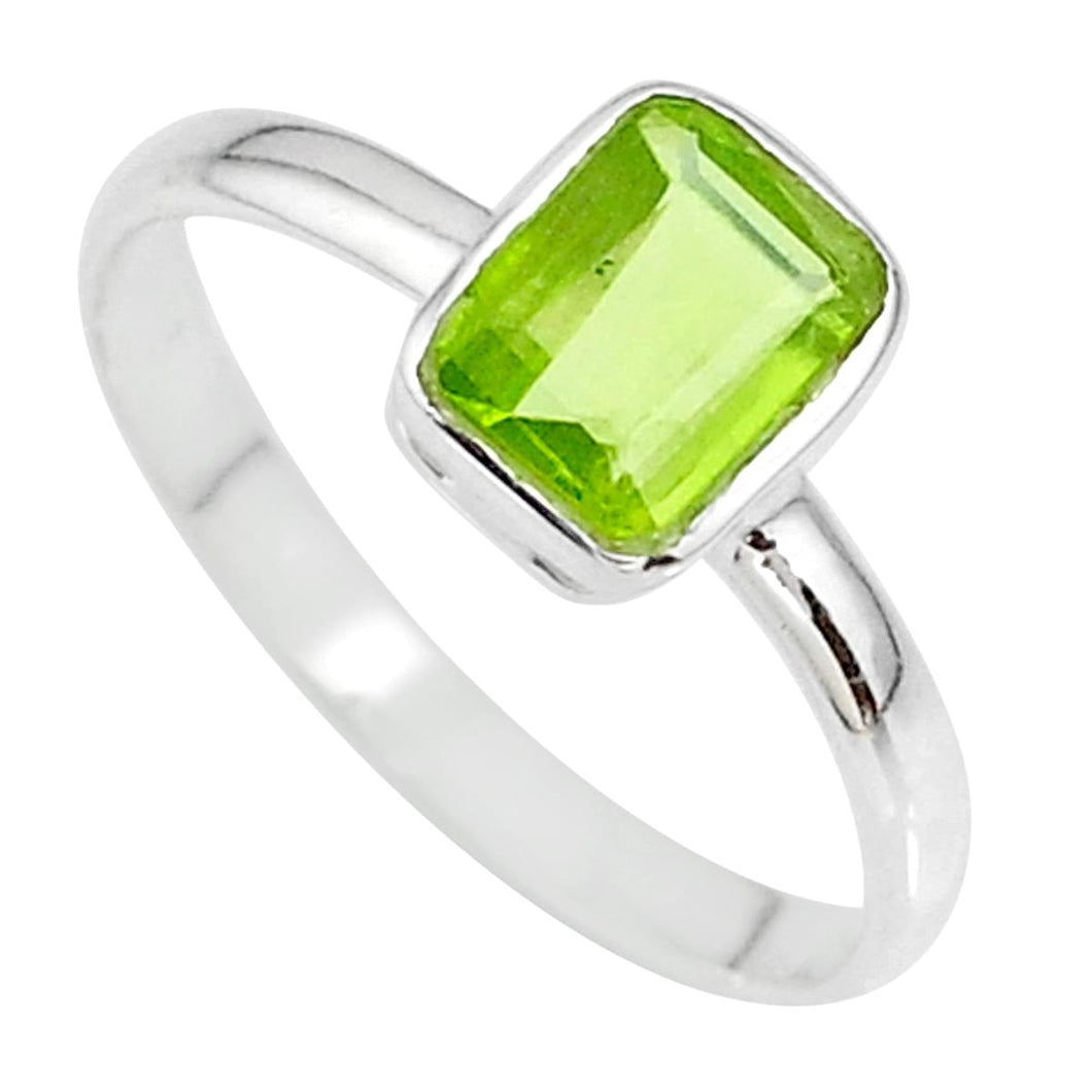 Green Peridot Sterling Silver Ring # 107