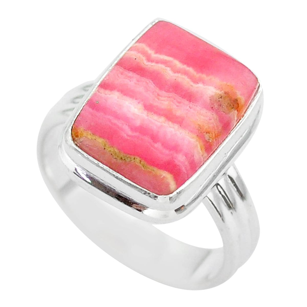 Rhodochrosite Silver Square Ring # 158