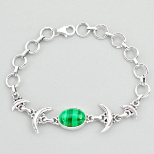 Malachite Silver Moon Bracelet # 55